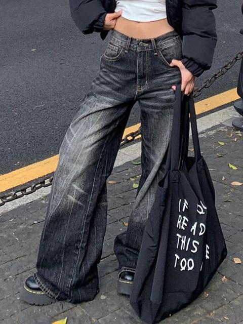 Vintage High Street Wide Leg Boyfriend Jeans