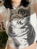 EMMIOL Cat Print Short Sleeve Tee