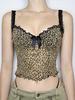 EMMIOL Leopard Print Bow Lace Splice Cami Top