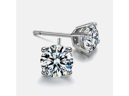 2ct Sterling Silver Round Simulated Diamond Studs