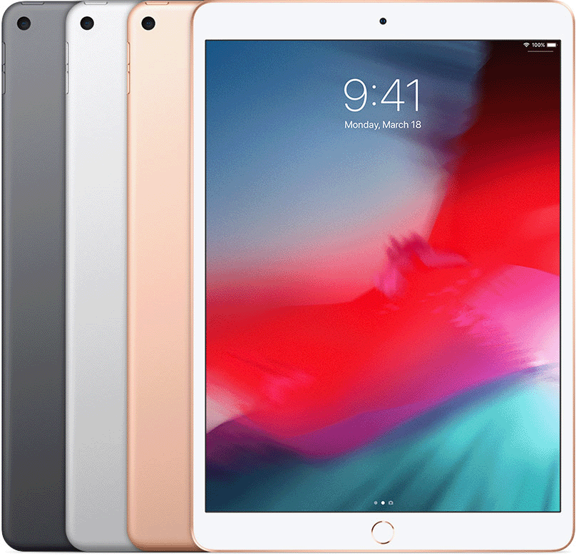 El iPad Air (tercera generación) tiene un botón de inicio circular debajo de la pantalla y una cámara trasera circular