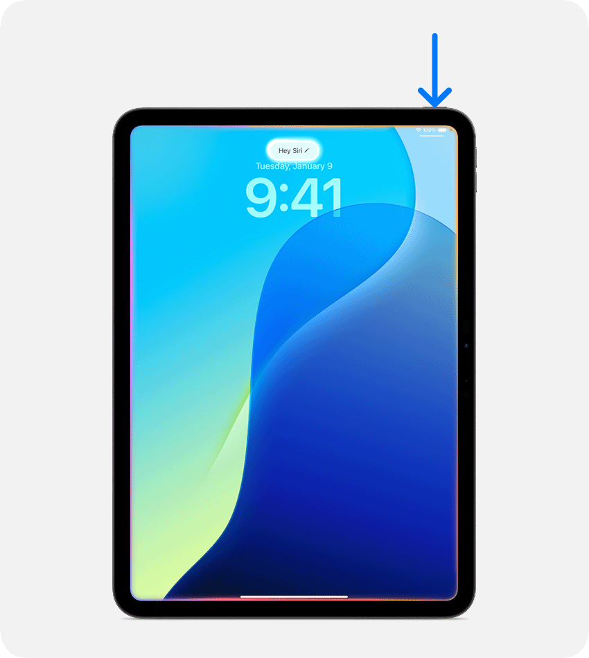 Press the top button on iPad to get Siri’s attention
