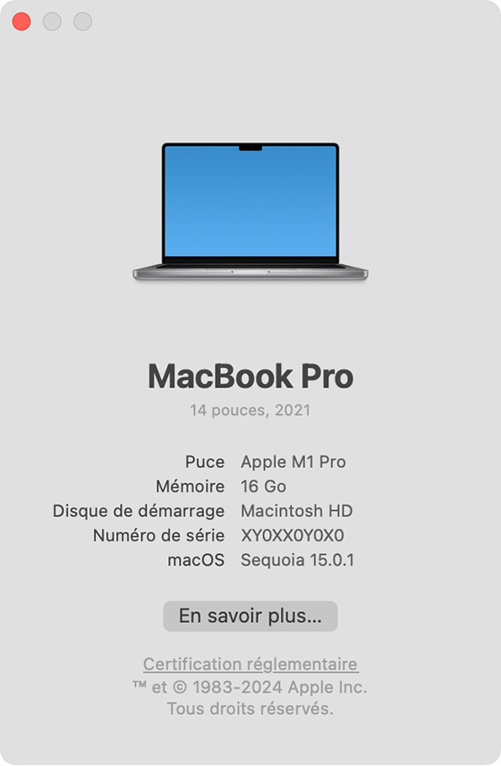 Fenêtre À propos de ce Mac