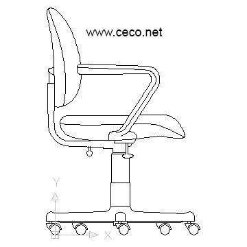 Autocad drawing Office Chair with wheels furniture dwg