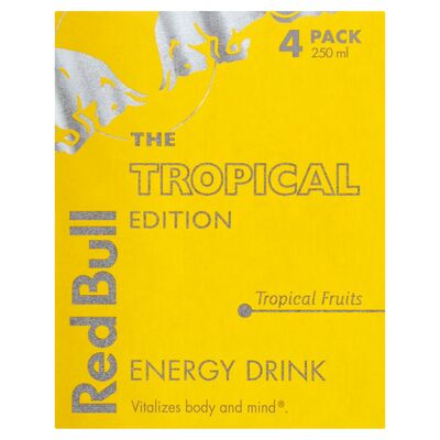 Red Bull Tropical Can 4 Pack 250ml