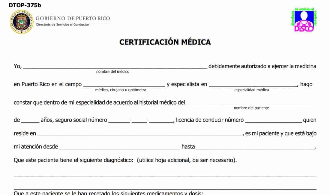 Formulario DTOP-DIS-375