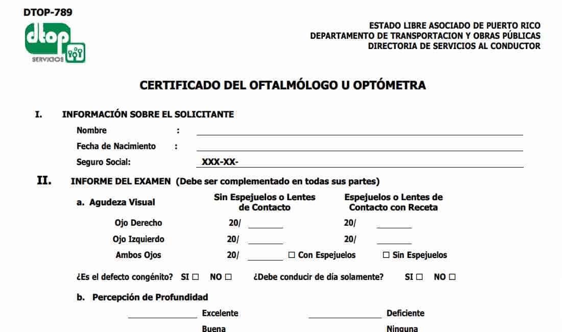 Formulario DTOP-DIS-789