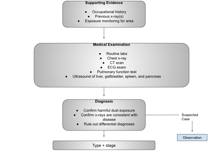 Flow chart for the diagnosis of pneumoconiosis