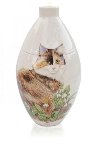 Handpainted pet urn with cat design