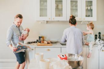 Family in kitchen