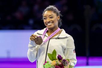 Simone Biles on the podium