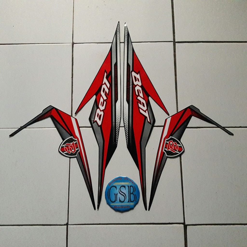 Striping Stiker Motor Honda Beat Fi Cbs 2019 Hitam Merah Shopee