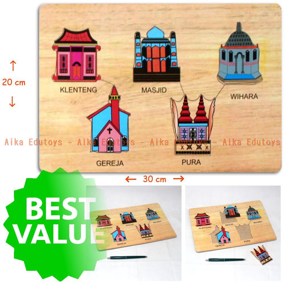 Jual Puzzle Tempat Ibadah 5 Agama Islam Kristen Hindu Budha Kong Hu Cu ...