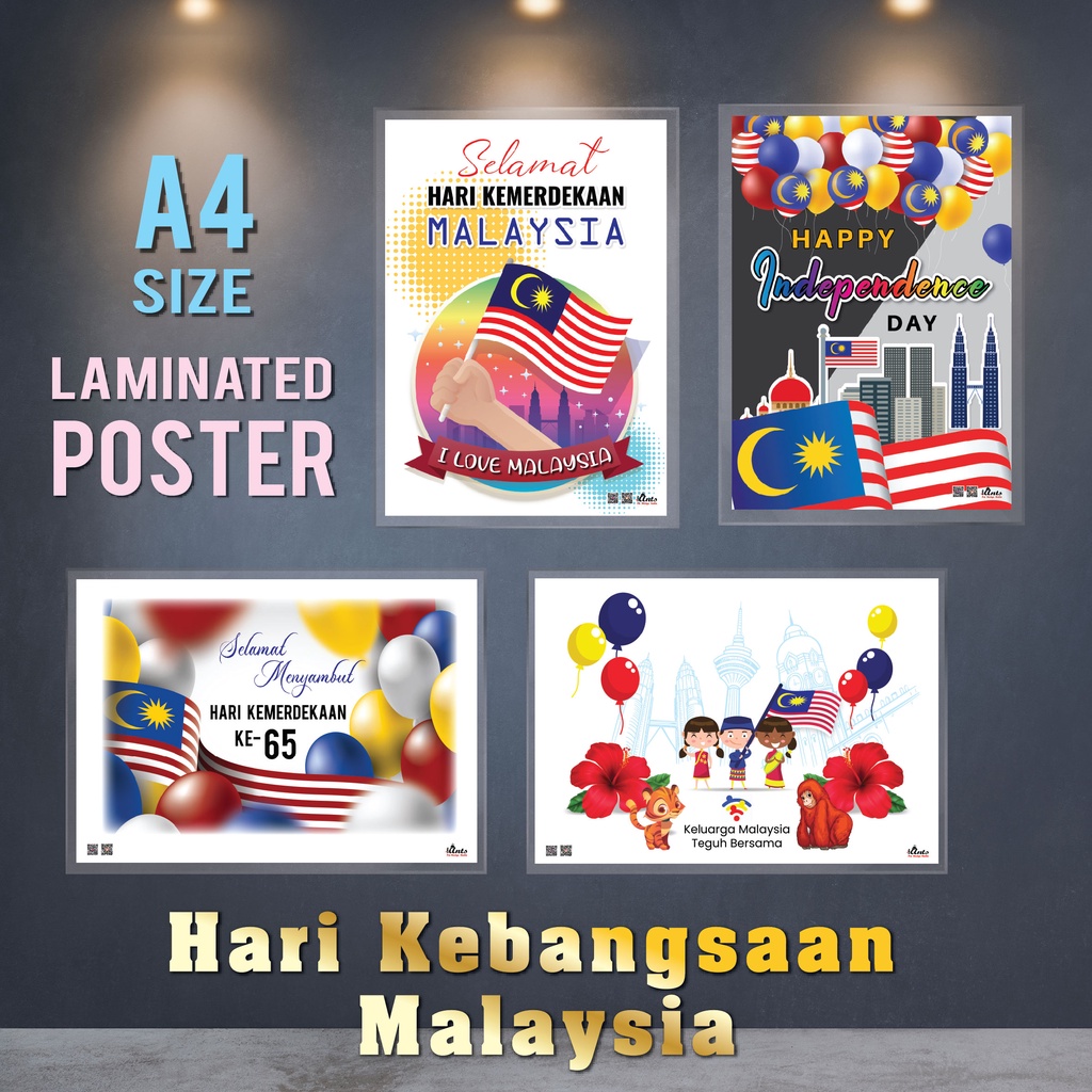 A National Day Laminated Poster Hari Kebangsaan Merdeka Malaysia Flag ...