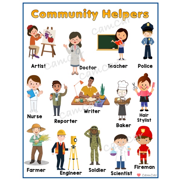 Occupation Laminated Educational Wall Chart Community Helpers | Shopee ...