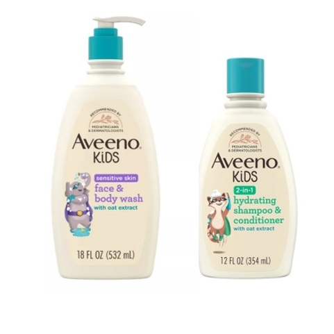 Aveeno Kids Set - Sensitive Face and Body Wash 532ml + 2 in 1 Hydrating ...