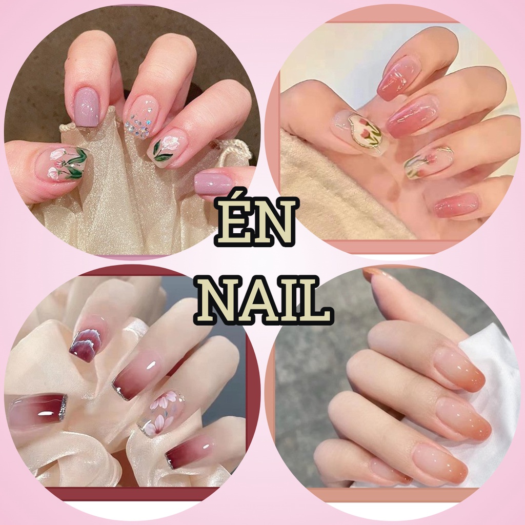 Bộ 24 móng tay giả đính đá mẫu mới Én nail đẹp [R381-420]