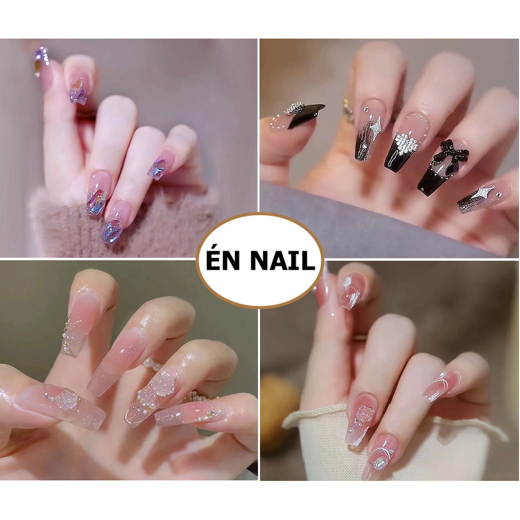 HÀNG MỚI VỀ]-Bộ 24 móng tay giả/Nail đính đá/kèm keo mẫu [Z341-