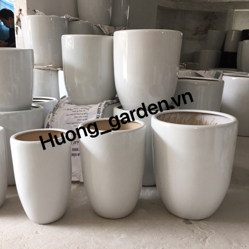 Chậu Sứ Bom Trồng Cây Size Lớn (Màu Đen, Trắng) | Shopee Việt Nam