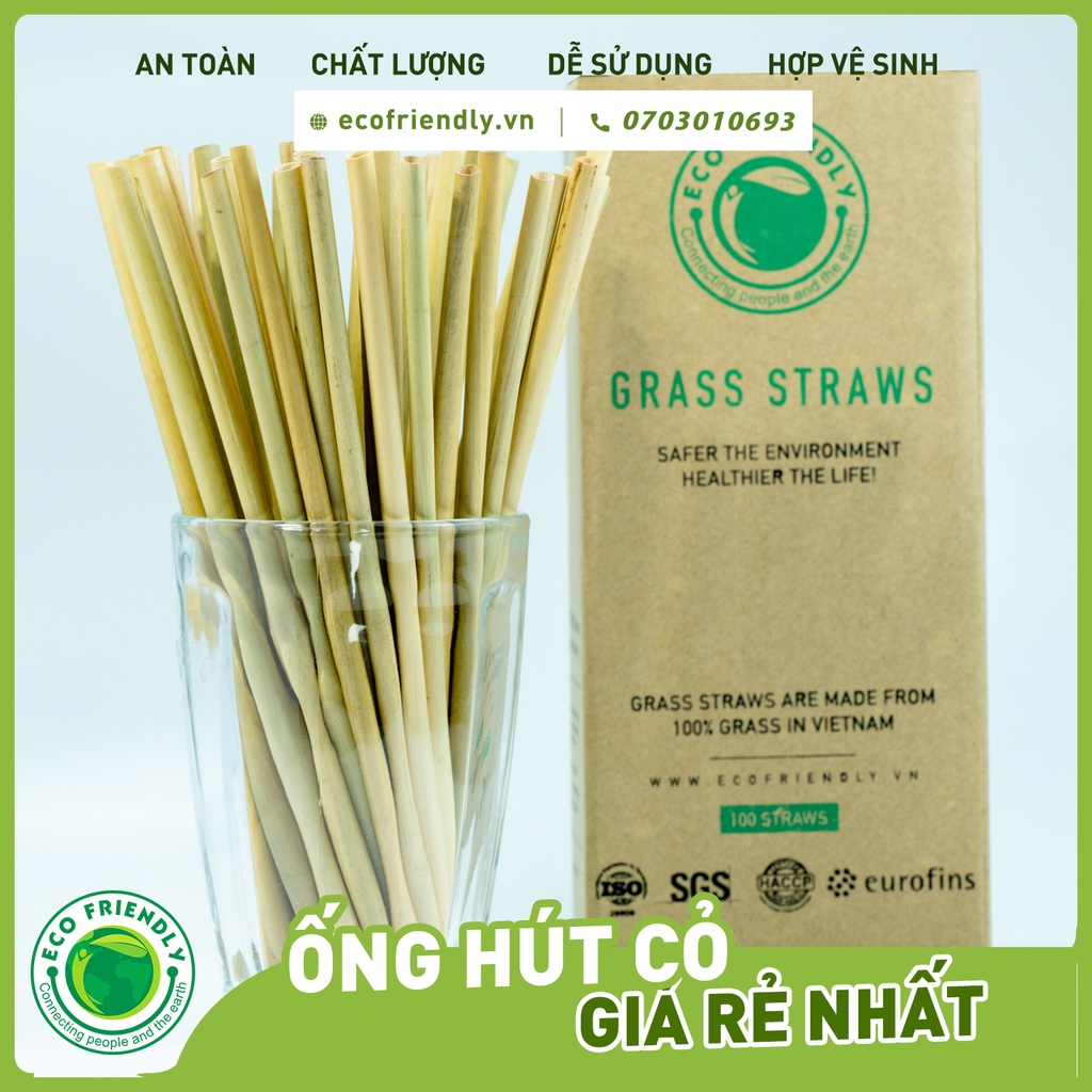 Ống hút cỏ bàng (Grass straws) Hộp 100 ống dài 20 cm - Hàng xuất ...