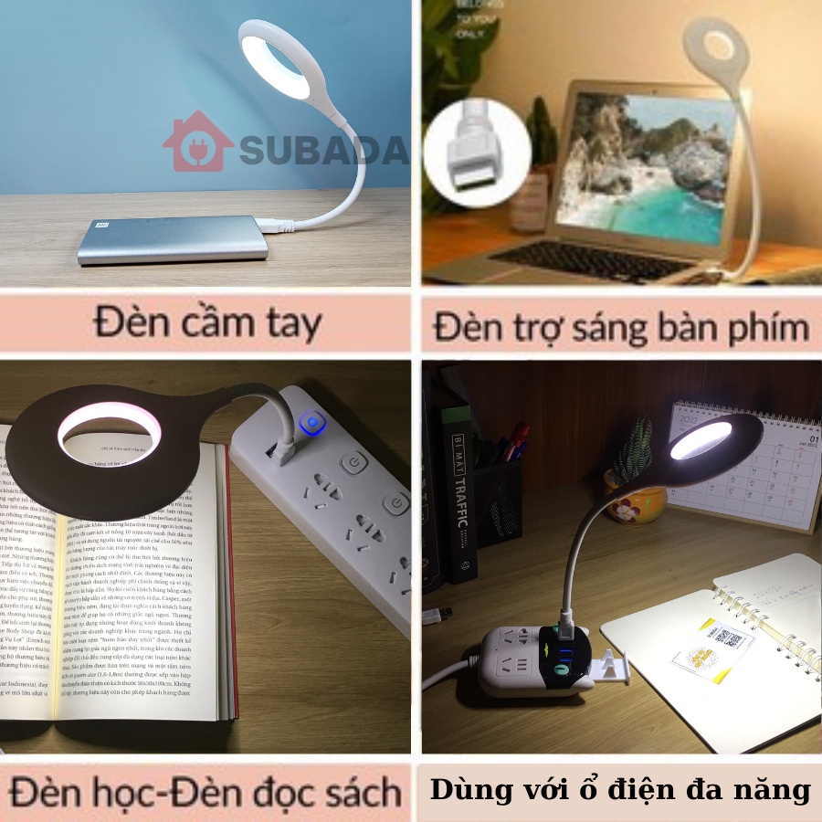 Đèn led usb chống cận bảo vệ mắt để bàn học làm việc SuBaDa kiêm đèn