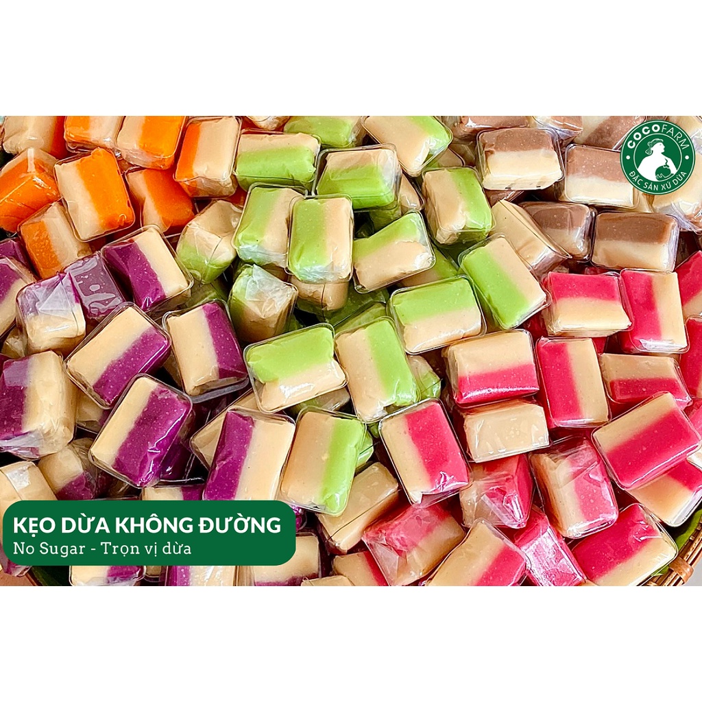 Kẹo Dừa Không Đường ngũ vị Cocofarm Hộp 1Kg - Sugar-free coconut candy