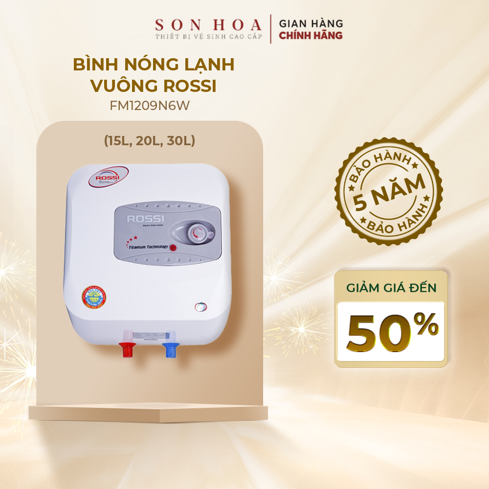 Bình nóng lạnh vuông Rossi 15L/20L/30L R15TI R20TI R30TI tiết kiệm ...