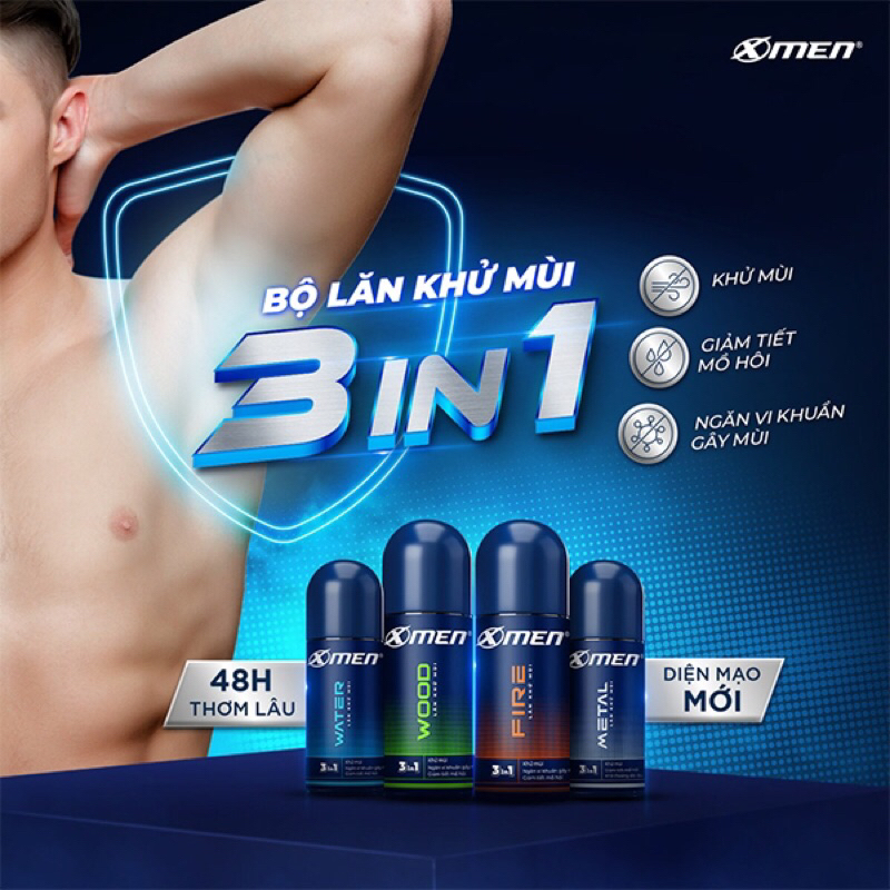 Lăn khử mùi nam XMEN WOOD, XMEN FIRE hương nước hoa 50ML