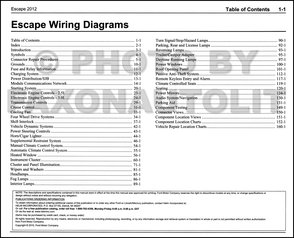 2012 Ford Escape Gas Wiring Diagram Manual Original