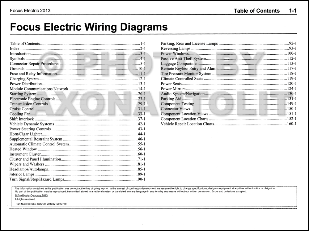 2013 Ford Focus Electric Wiring Diagram Manual Original - All Electric ...