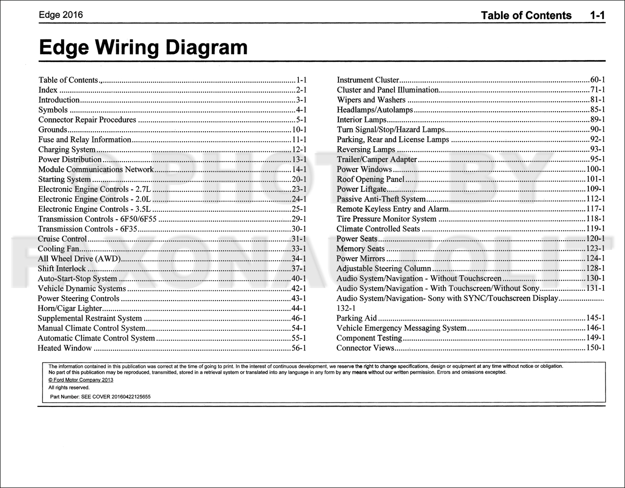 2016 Ford Edge Wiring Diagram Manual Original