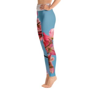 Detailed High Waist Blooming Cherry Blossoms Yoga Pants Leggings - Yoga Leggings - Chakra Galaxy