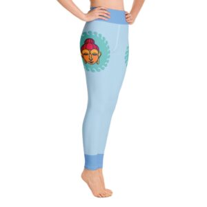 Face Of Buddha Leggings Design Blue High Waist Yoga Pants - Yoga Leggings - Chakra Galaxy