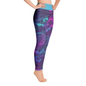 Galaxy Blue & Purple Mandala High Waist Yoga Pants Leggings - Yoga Leggings - Chakra Galaxy