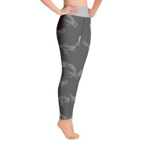 Gorgeous Gray Koi Abstract High-Waist Design Yoga Pants Leggings - Yoga Leggings - Chakra Galaxy