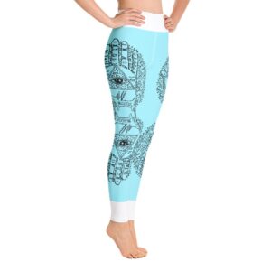 Hamsa Hand Tree High Waist Light Blue Yoga Pants Leggings - Yoga Leggings - Chakra Galaxy