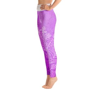 High Waist Pink Purple Mandala Yoga Pants Leggings - Yoga Leggings - Chakra Galaxy