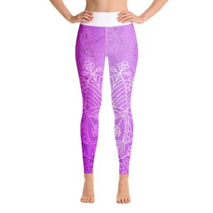 High Waist Pink Purple Mandala Yoga Pants Leggings - Yoga Leggings - Chakra Galaxy