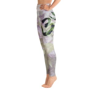 Leaves Pattern High Waist Om Symbol Yoga Pants Leggings - Yoga Leggings - Chakra Galaxy