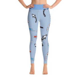 Light Blue High Waist Koi Fish Pattern Yoga Pants Leggings - Yoga Leggings - Chakra Galaxy