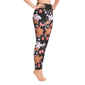 Lotus Flower Pattern Leggings Black High Waist Yoga Pants - Yoga Leggings - Chakra Galaxy