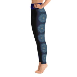 Mandala Side Pattern High Waist Blue Yoga Pants Leggings - Yoga Leggings - Chakra Galaxy