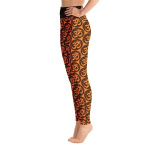 Om Symbol Pattern High Waist Orange Yoga Pants Leggings - Yoga Leggings - Chakra Galaxy