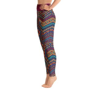 Pink Bohemian Criss Cross Aztec Pattern High Waist Yoga Pants - Chakra Galaxy