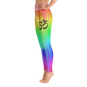 Rainbow Drip Design Om Symbol High Waist Yoga Pants Leggings - Yoga Leggings - Chakra Galaxy