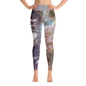 Sacred Buddha Image Yoga Pants Galaxy High Waist Leggings - Yoga Leggings - Chakra Galaxy