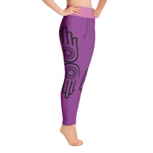 Simple Hamsa Hand Outline High Waist Leggings Purple Yoga Pants - Yoga Leggings - Chakra Galaxy