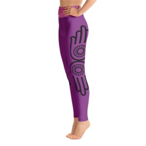 Simple Hamsa Hand Outline High Waist Leggings Purple Yoga Pants - Yoga Leggings - Chakra Galaxy