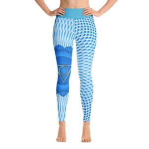 Vishuddha Throat Chakra High Waist Yoga Pants Blue Leggings - Yoga Leggings - Chakra Galaxy