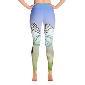 Zen Nature Butterfly Blue Yoga Pants High Waist Leggings - Yoga Leggings - Chakra Galaxy